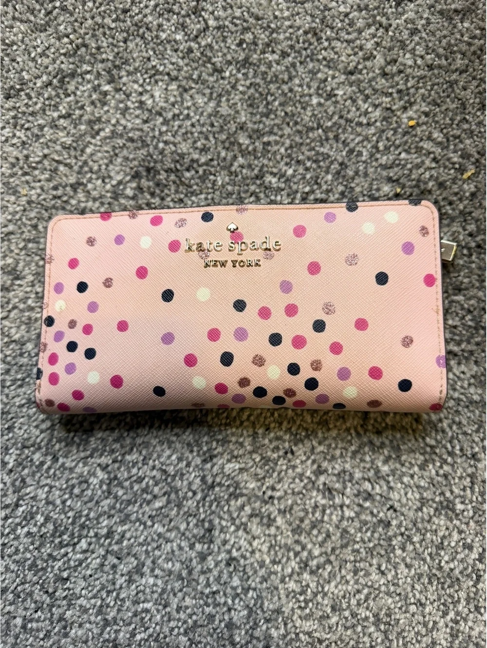 Kate Spade New York Pink Polka Dot Leather Wallet